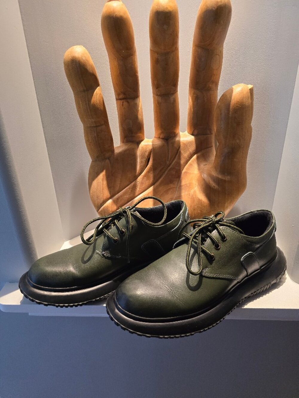 FORTINI mens low shoe green lace up leather size 42